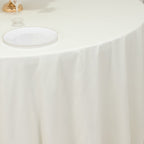 Cotton Blend 120" Round Tablecloth Ivory - Seamless Wrinkle - Resistant Table Cover - Bell Racket Store
