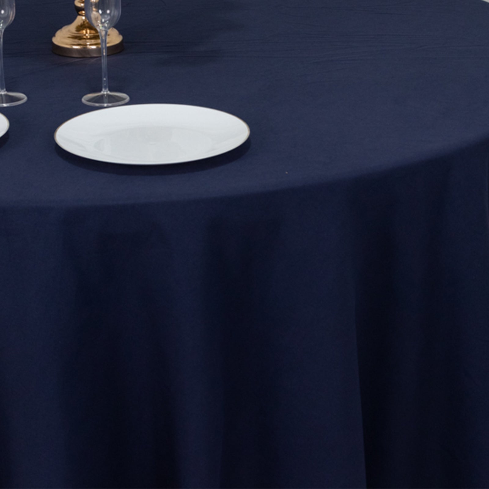 Cotton Blend 120" Round Tablecloth Navy Blue - Seamless Wrinkle - Resistant Table Cover - Bell Racket Store