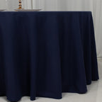 Cotton Blend 120" Round Tablecloth Navy Blue - Seamless Wrinkle - Resistant Table Cover - Bell Racket Store