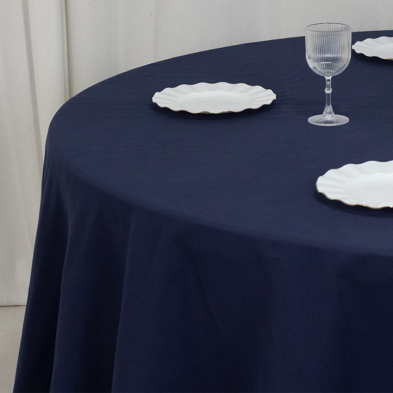 Cotton Blend 120" Round Tablecloth Navy Blue - Seamless Wrinkle - Resistant Table Cover - Bell Racket Store