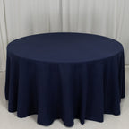 Cotton Blend 120" Round Tablecloth Navy Blue - Seamless Wrinkle - Resistant Table Cover - Bell Racket Store