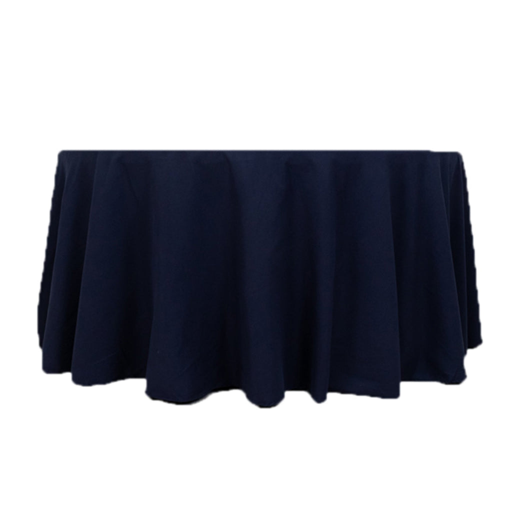 Cotton Blend 120" Round Tablecloth Navy Blue - Seamless Wrinkle - Resistant Table Cover - Bell Racket Store
