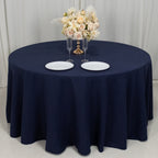 Cotton Blend 120" Round Tablecloth Navy Blue - Seamless Wrinkle - Resistant Table Cover - Bell Racket Store