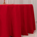 Cotton Blend 120" Round Tablecloth Red - Seamless Wrinkle - Resistant Table Cover - Bell Racket Store