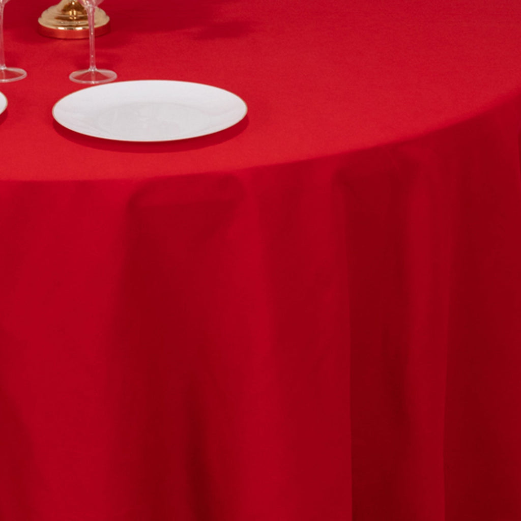 Cotton Blend 120" Round Tablecloth Red - Seamless Wrinkle - Resistant Table Cover - Bell Racket Store
