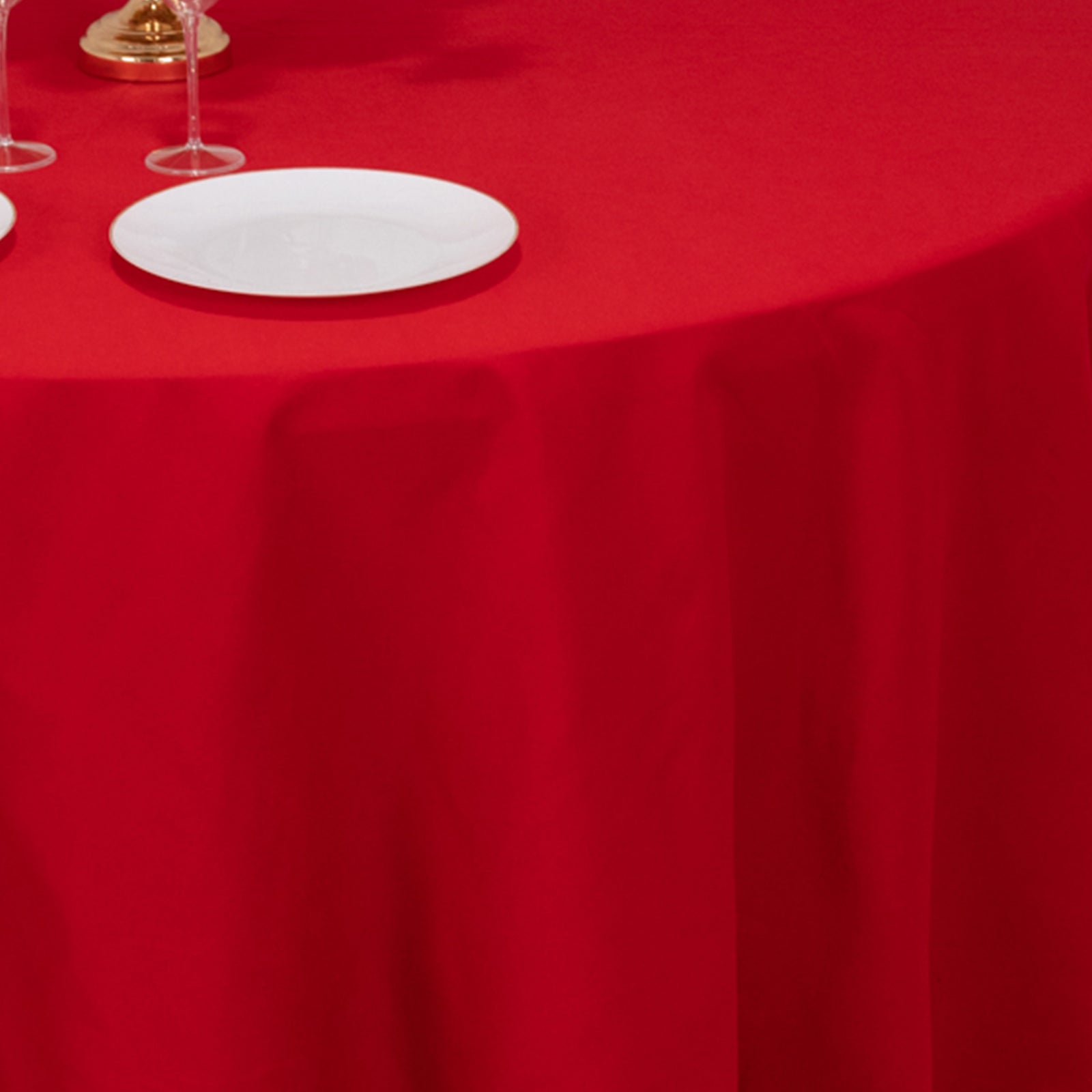 Cotton Blend 120" Round Tablecloth Red - Seamless Wrinkle - Resistant Table Cover - Bell Racket Store
