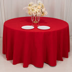 Cotton Blend 120" Round Tablecloth Red - Seamless Wrinkle - Resistant Table Cover - Bell Racket Store