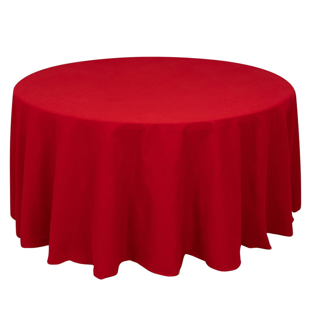 Cotton Blend 120" Round Tablecloth Red - Seamless Wrinkle - Resistant Table Cover - Bell Racket Store
