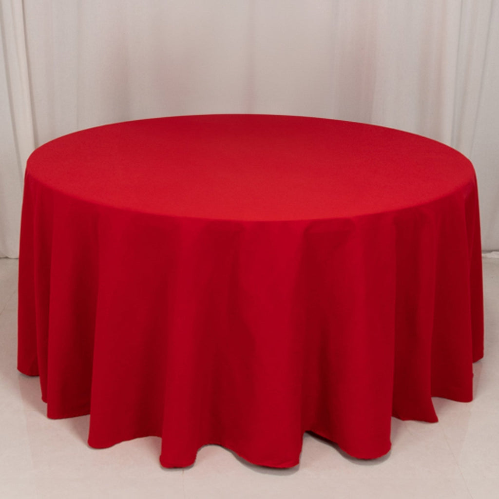 Cotton Blend 120" Round Tablecloth Red - Seamless Wrinkle - Resistant Table Cover - Bell Racket Store
