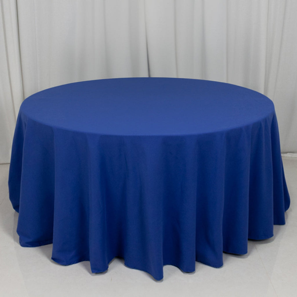 Cotton Blend 120" Round Tablecloth Royal Blue - Seamless Wrinkle - Resistant Table Cover - Bell Racket Store