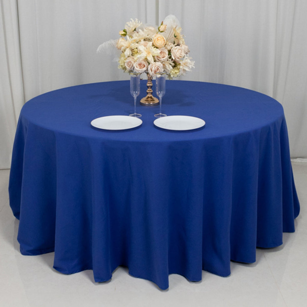 Cotton Blend 120" Round Tablecloth Royal Blue - Seamless Wrinkle - Resistant Table Cover - Bell Racket Store