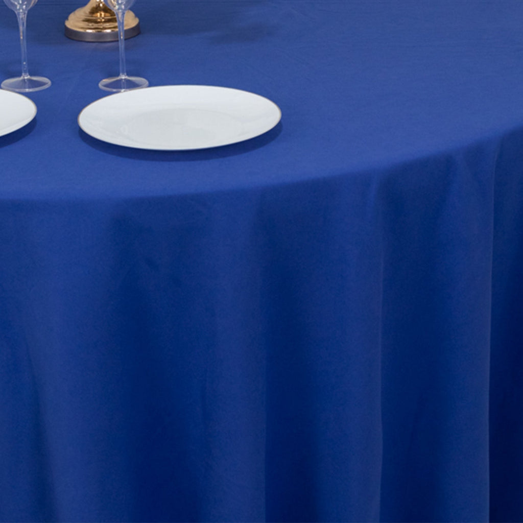 Cotton Blend 120" Round Tablecloth Royal Blue - Seamless Wrinkle - Resistant Table Cover - Bell Racket Store