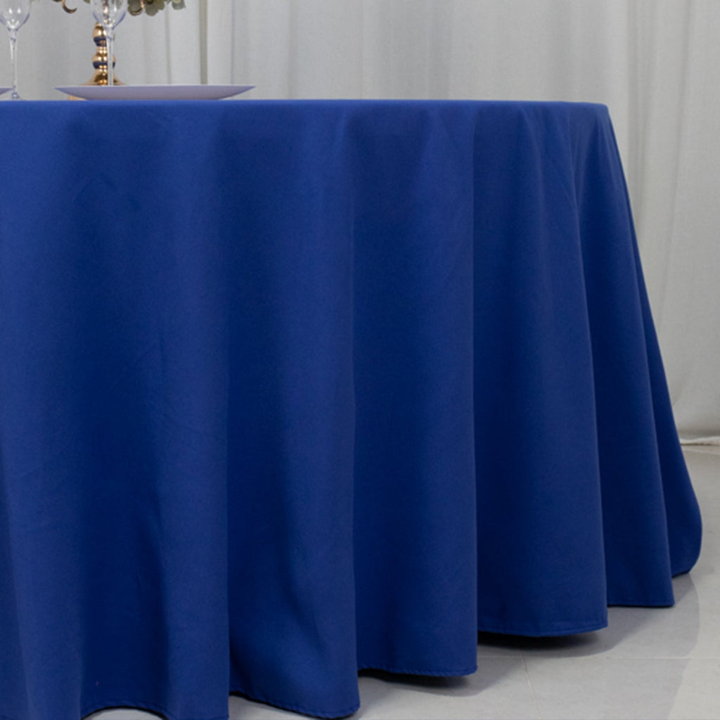 Cotton Blend 120" Round Tablecloth Royal Blue - Seamless Wrinkle - Resistant Table Cover - Bell Racket Store