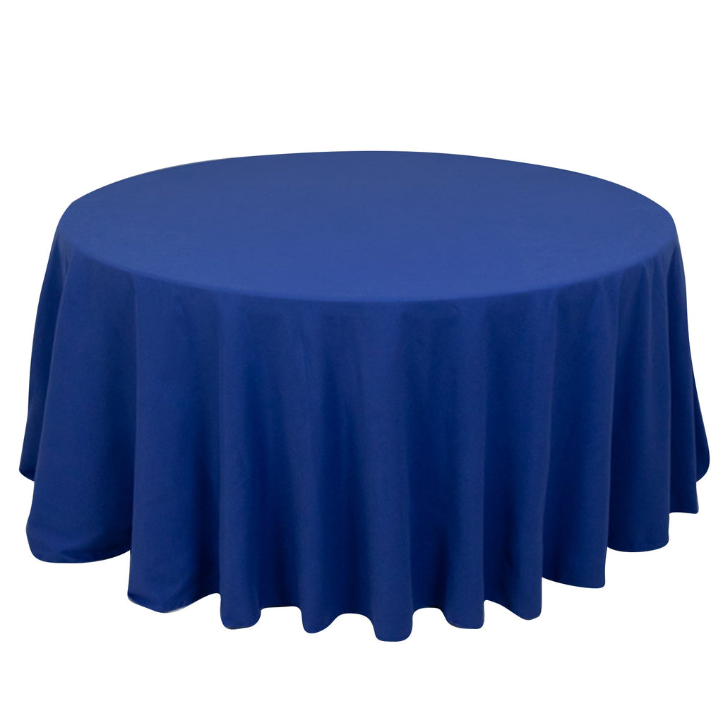 Cotton Blend 120" Round Tablecloth Royal Blue - Seamless Wrinkle - Resistant Table Cover - Bell Racket Store