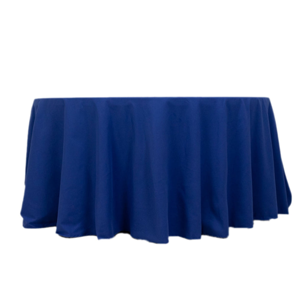 Cotton Blend 120" Round Tablecloth Royal Blue - Seamless Wrinkle - Resistant Table Cover - Bell Racket Store