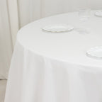Cotton Blend 120" Round Tablecloth White - Seamless Wrinkle - Resistant Design for Upscale Occasions - Bell Racket Store