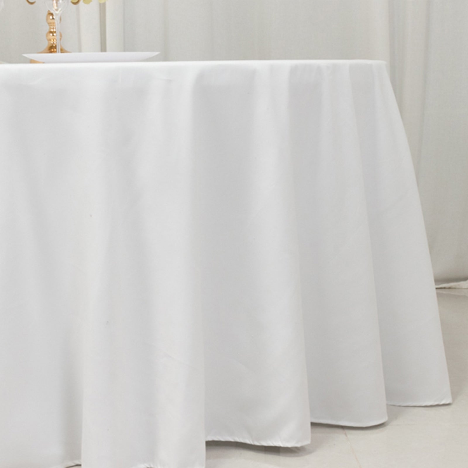 Cotton Blend 120" Round Tablecloth White - Seamless Wrinkle - Resistant Design for Upscale Occasions - Bell Racket Store