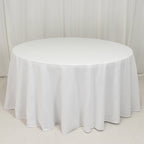 Cotton Blend 120" Round Tablecloth White - Seamless Wrinkle - Resistant Design for Upscale Occasions - Bell Racket Store