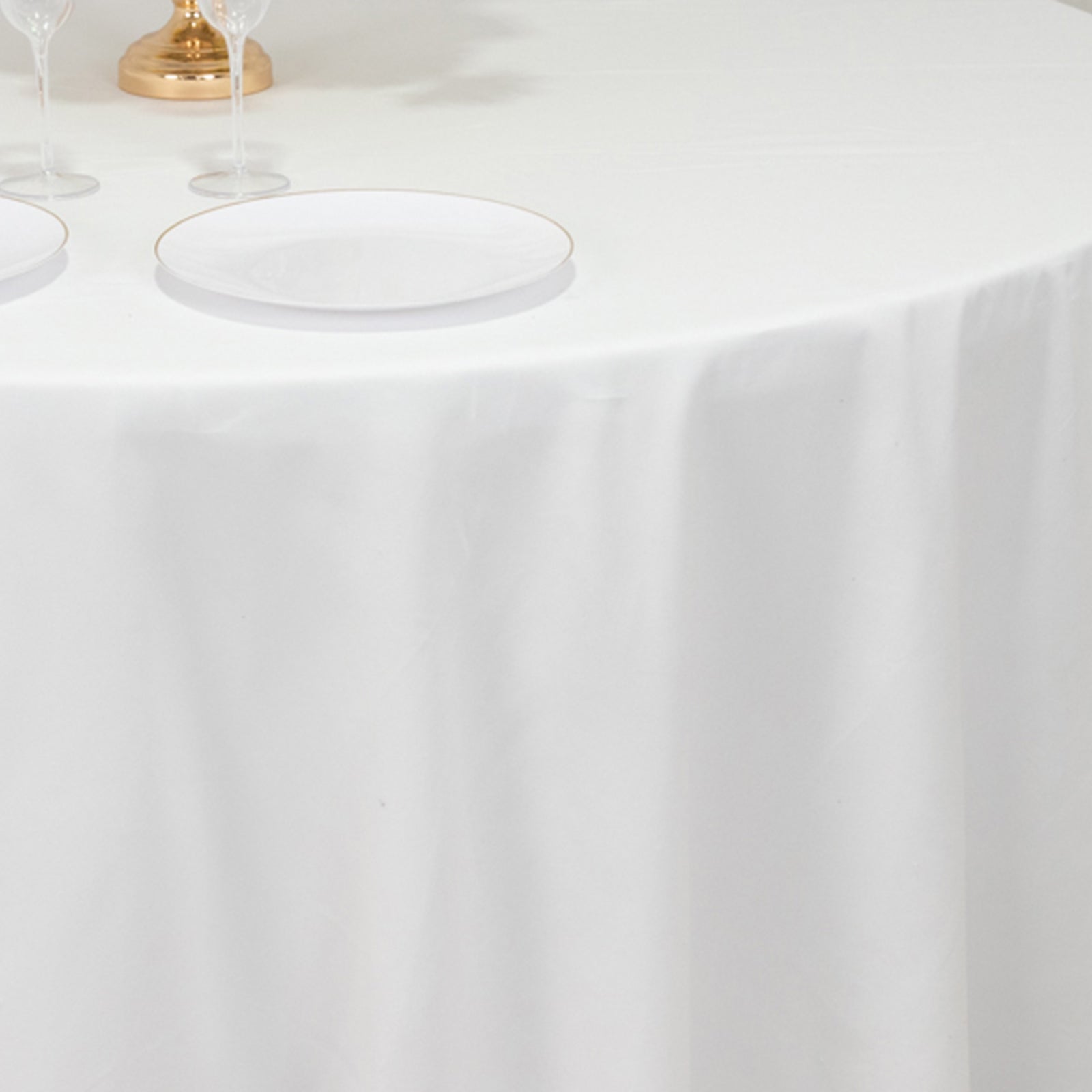 Cotton Blend 120" Round Tablecloth White - Seamless Wrinkle - Resistant Design for Upscale Occasions - Bell Racket Store