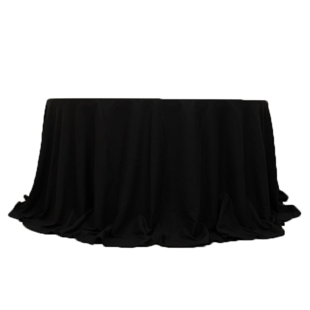 Cotton Blend 132" Round Tablecloth Black - Seamless Wrinkle - Resistant Table Cover - Bell Racket Store