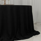 Cotton Blend 132" Round Tablecloth Black - Seamless Wrinkle - Resistant Table Cover - Bell Racket Store