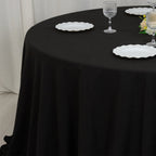 Cotton Blend 132" Round Tablecloth Black - Seamless Wrinkle - Resistant Table Cover - Bell Racket Store