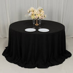 Cotton Blend 132" Round Tablecloth Black - Seamless Wrinkle - Resistant Table Cover - Bell Racket Store