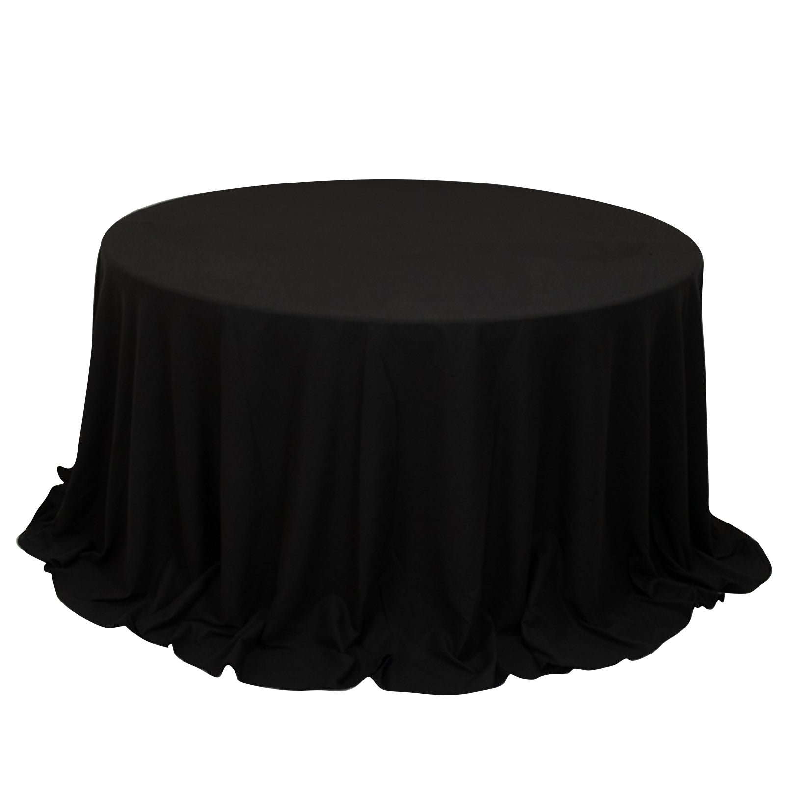 Cotton Blend 132" Round Tablecloth Black - Seamless Wrinkle - Resistant Table Cover - Bell Racket Store