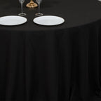 Cotton Blend 132" Round Tablecloth Black - Seamless Wrinkle - Resistant Table Cover - Bell Racket Store