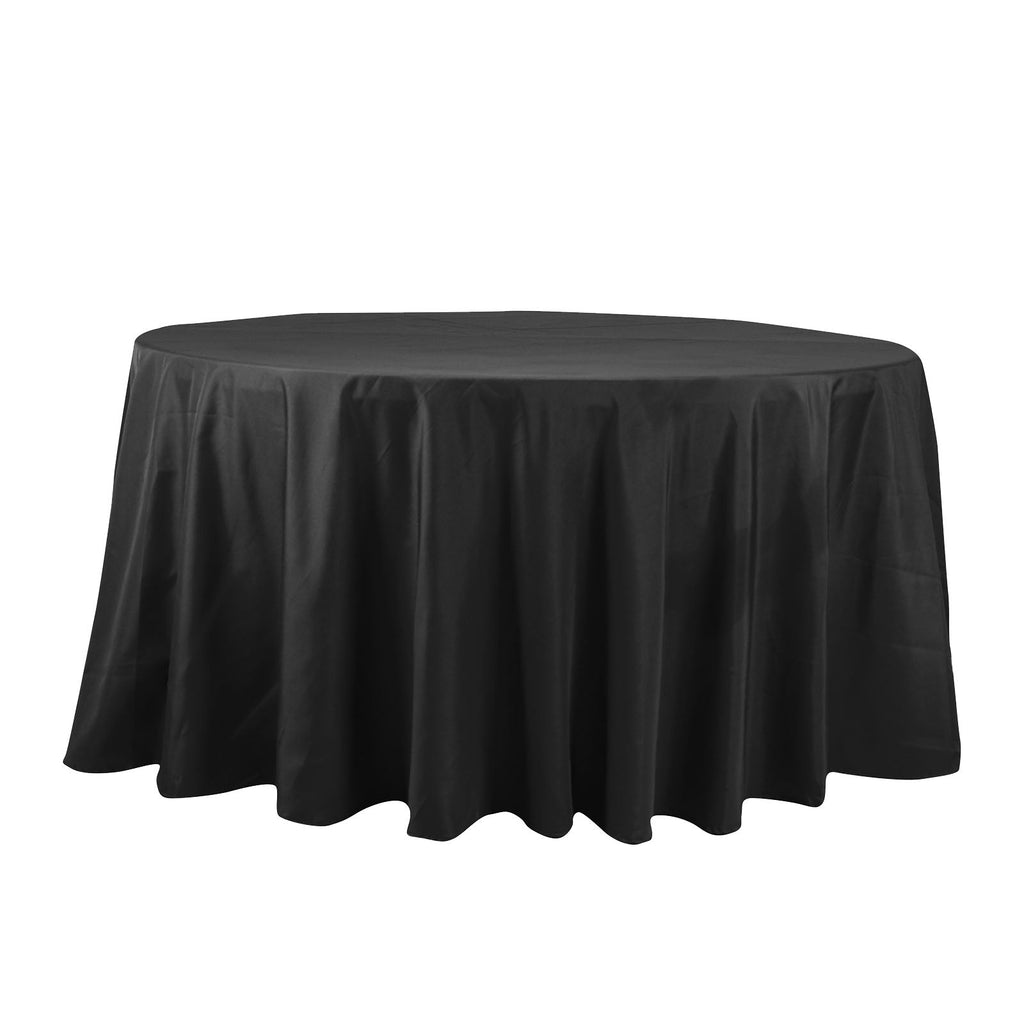 Cotton Blend 132" Round Tablecloth Black - Seamless Wrinkle - Resistant Table Cover - Bell Racket Store