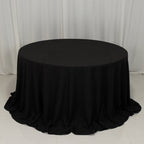 Cotton Blend 132" Round Tablecloth Black - Seamless Wrinkle - Resistant Table Cover - Bell Racket Store