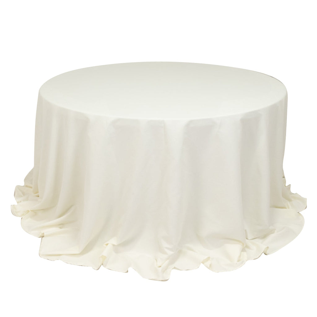 Cotton Blend 132" Round Tablecloth Ivory - Seamless Wrinkle - Resistant Table Cover - Bell Racket Store