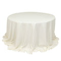 Cotton Blend 132" Round Tablecloth Ivory - Seamless Wrinkle - Resistant Table Cover - Bell Racket Store