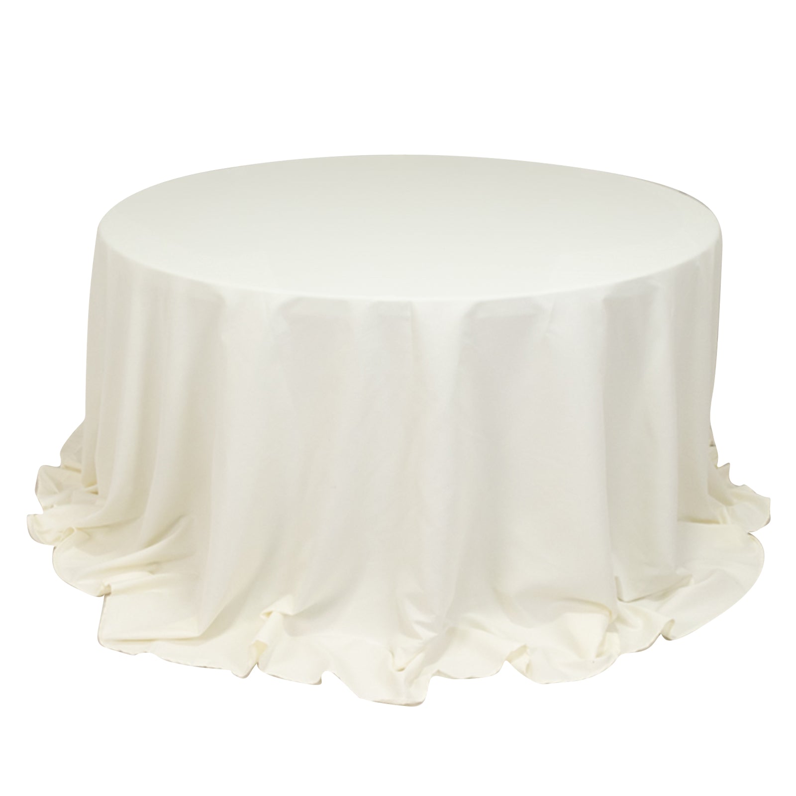 Cotton Blend 132" Round Tablecloth Ivory - Seamless Wrinkle - Resistant Table Cover - Bell Racket Store