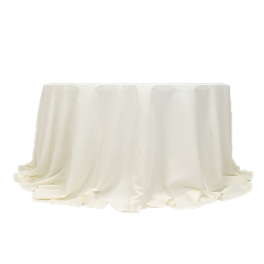 Cotton Blend 132" Round Tablecloth Ivory - Seamless Wrinkle - Resistant Table Cover - Bell Racket Store