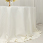 Cotton Blend 132" Round Tablecloth Ivory - Seamless Wrinkle - Resistant Table Cover - Bell Racket Store