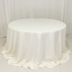 Cotton Blend 132" Round Tablecloth Ivory - Seamless Wrinkle - Resistant Table Cover - Bell Racket Store