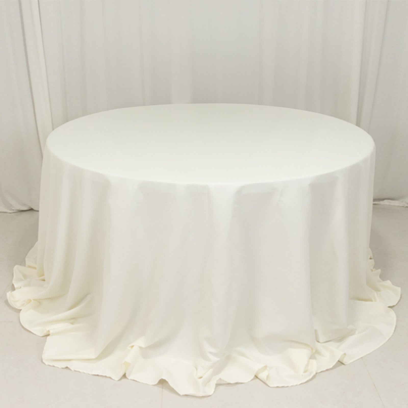 Cotton Blend 132" Round Tablecloth Ivory - Seamless Wrinkle - Resistant Table Cover - Bell Racket Store