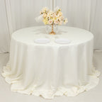 Cotton Blend 132" Round Tablecloth Ivory - Seamless Wrinkle - Resistant Table Cover - Bell Racket Store