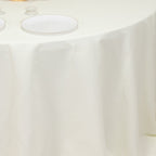 Cotton Blend 132" Round Tablecloth Ivory - Seamless Wrinkle - Resistant Table Cover - Bell Racket Store
