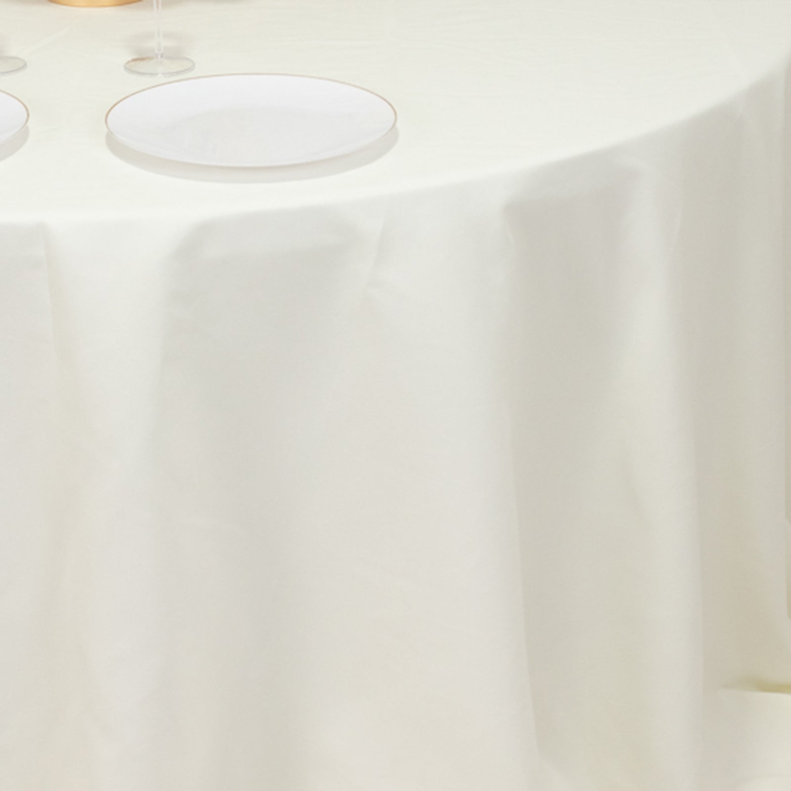 Cotton Blend 132" Round Tablecloth Ivory - Seamless Wrinkle - Resistant Table Cover - Bell Racket Store