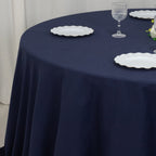 Cotton Blend 132" Round Tablecloth Navy Blue - Seamless Wrinkle - Resistant Table Cover - Bell Racket Store