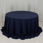 Cotton Blend 132" Round Tablecloth Navy Blue - Seamless Wrinkle - Resistant Table Cover - Bell Racket Store
