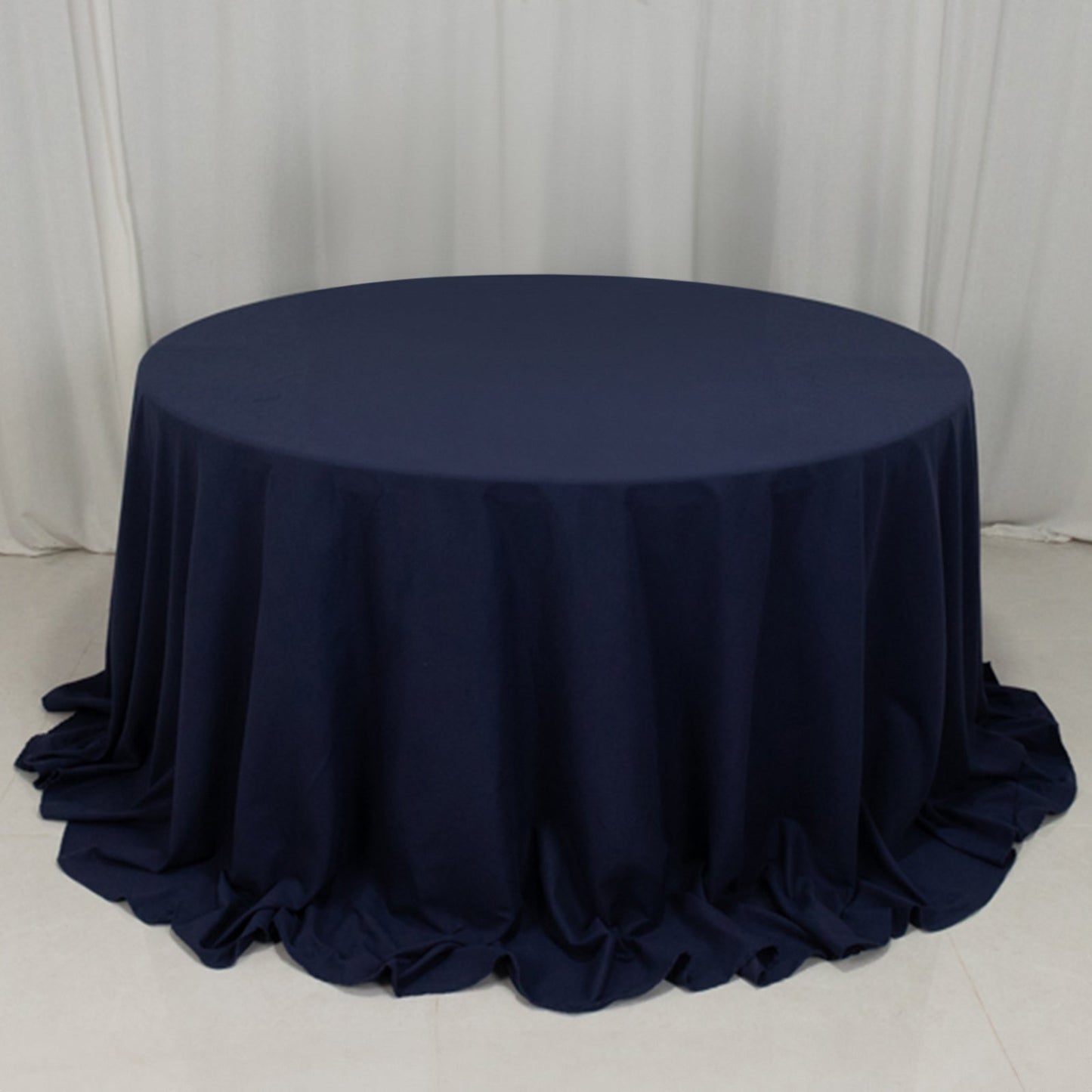 Cotton Blend 132" Round Tablecloth Navy Blue - Seamless Wrinkle - Resistant Table Cover - Bell Racket Store
