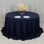 Cotton Blend 132" Round Tablecloth Navy Blue - Seamless Wrinkle - Resistant Table Cover - Bell Racket Store