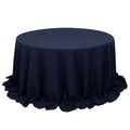 Cotton Blend 132" Round Tablecloth Navy Blue - Seamless Wrinkle - Resistant Table Cover - Bell Racket Store
