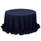 Cotton Blend 132" Round Tablecloth Navy Blue - Seamless Wrinkle - Resistant Table Cover - Bell Racket Store