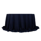 Cotton Blend 132" Round Tablecloth Navy Blue - Seamless Wrinkle - Resistant Table Cover - Bell Racket Store