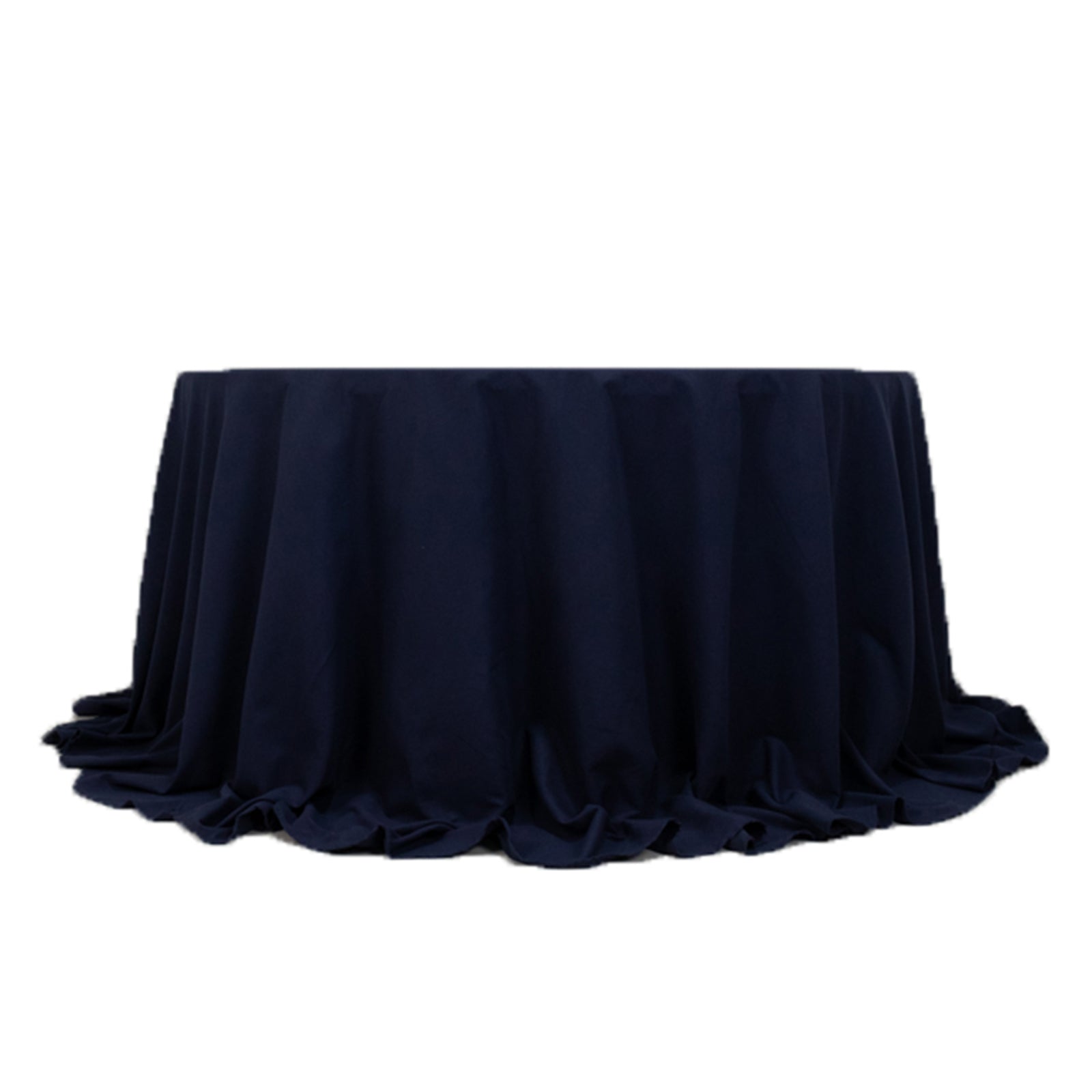 Cotton Blend 132" Round Tablecloth Navy Blue - Seamless Wrinkle - Resistant Table Cover - Bell Racket Store