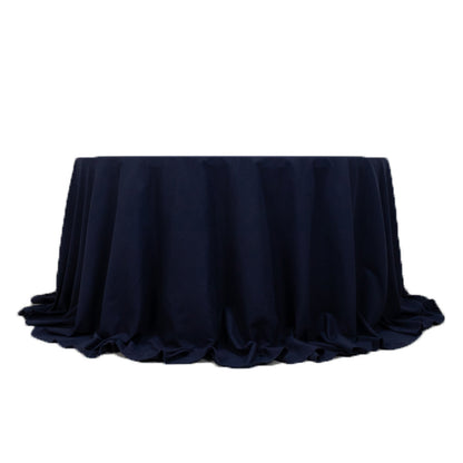 Cotton Blend 132" Round Tablecloth Navy Blue - Seamless Wrinkle - Resistant Table Cover - Bell Racket Store